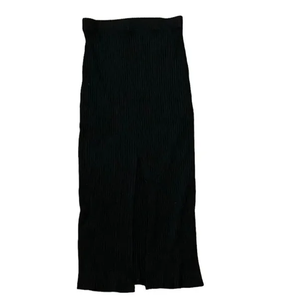 Zara Black Ribbed Midi Skirt(Size Medium) - Image 4