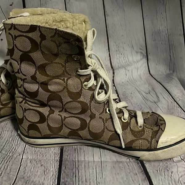 Coach - Logo High Tops - Shearling Lined - 8.5 - Brown - Image 4