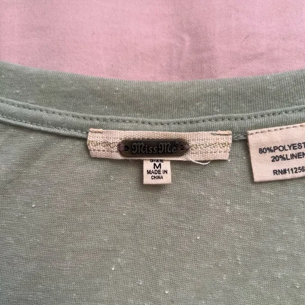 Miss Me Sage Green Top with Cream Lace Sleeves - Image 3