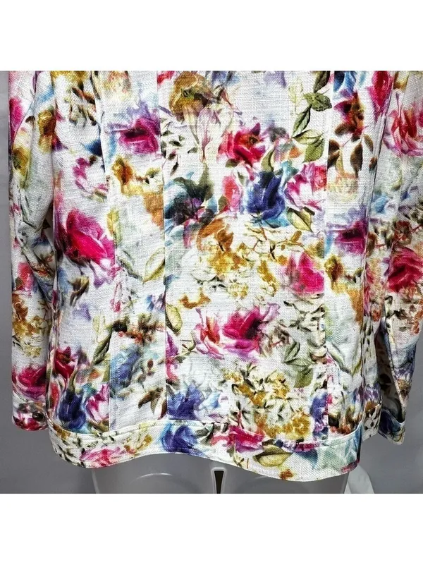 Christopher & Banks fully Zipped Multicolored Floral Jacket Size L - Image 6