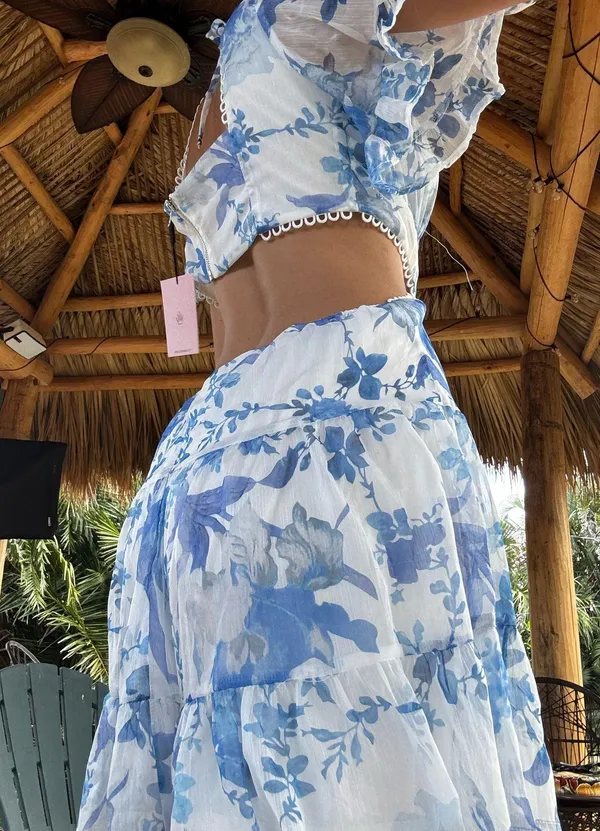 Hello Molly Flowy Blue & White Floral Dress - Image 2