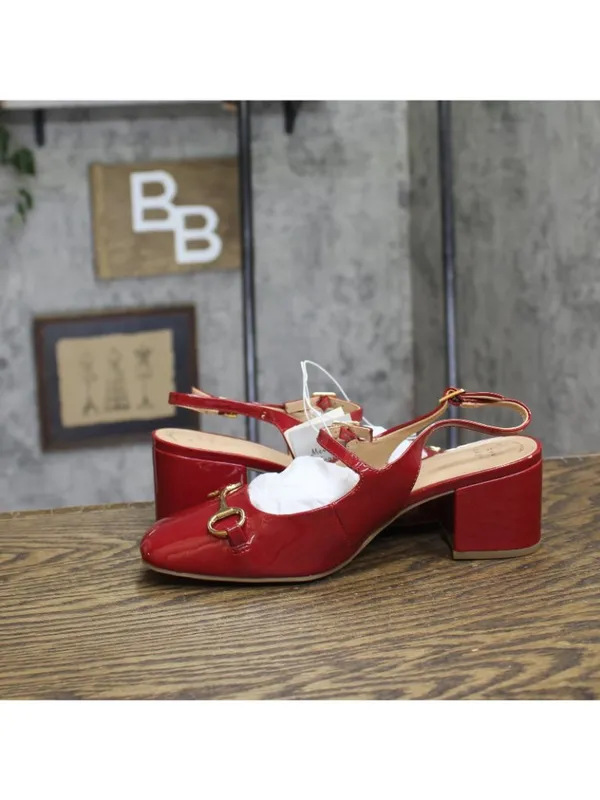 A New Day Womens Lucky Square Toe Mary Jane Heels Block 94305220 Red 7.5M - Image 7
