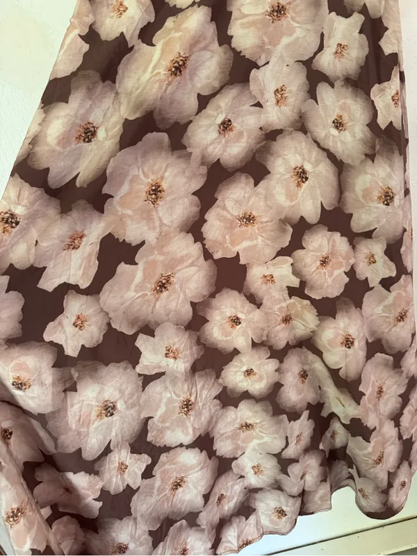 Melloday Brown Floral Tencel Blend Smocked Midi Dress Size Small - Image 6