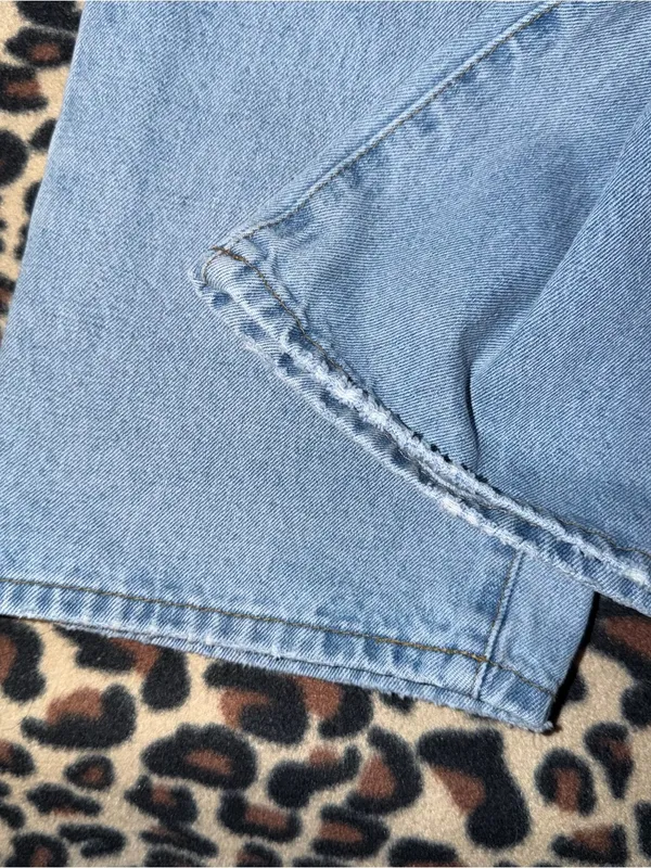 edikted light wash high-waisted wide leg distressed jeans - Image 4
