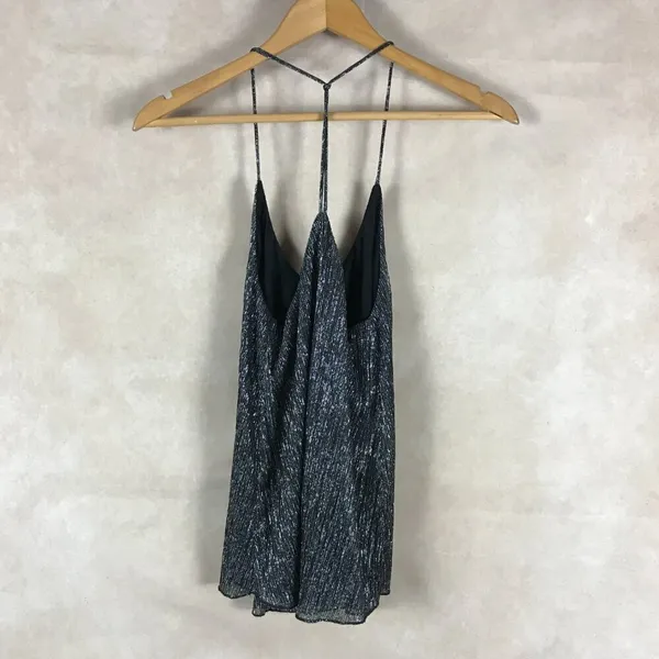 TopShop T-back Silver Metallic Drapey Tank Top Size 4 - Image 12