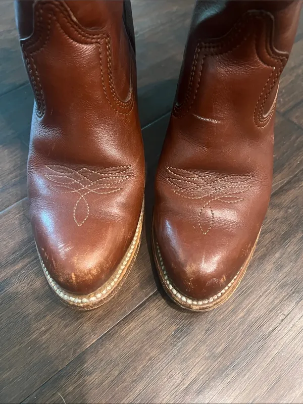 Wolverine Chestnut Brown Leather Western Heeled Boots 7.5 - Image 5