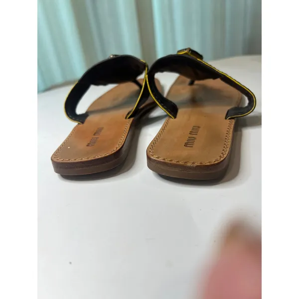 7 Vintage archival Miu Miu jeweled leather thong sandals gemstone embellishments - Image 6
