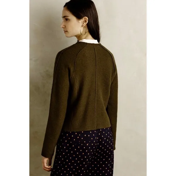 Anthropologie KNITTED & KNOTTED Green Wool Zippered Cable Knit Cardigan Medium‎ - Image 7