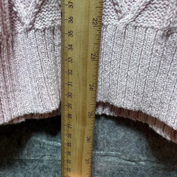 Vintage‎ Chaps Classics Sweater XL Pink Y2K Metallic Cable Knit Cozy Pullover - Image 4