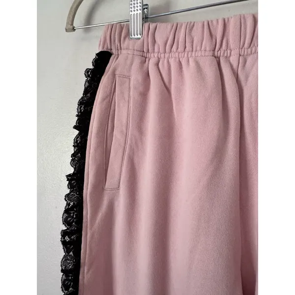 Teddy Fresh Pink Black Lace Jogger Sweatpants Women’s Size Small - Image 4
