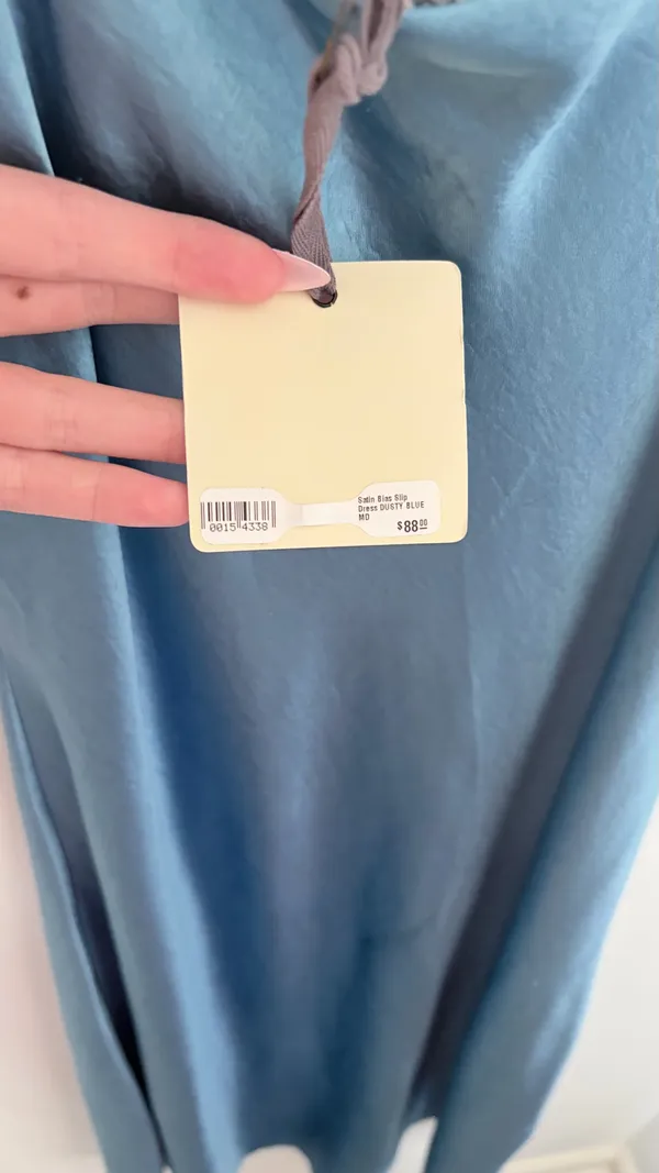 Blue Satin Midi Dress Size M - Image 3