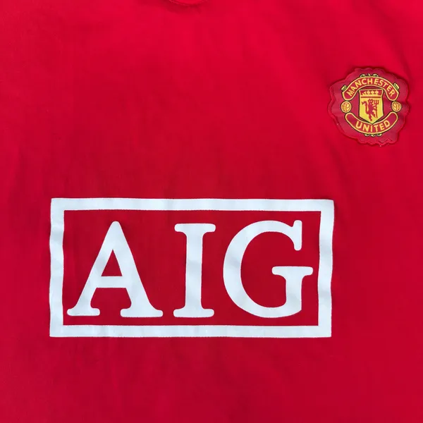 Vintage Manchester United Red Soccer Futbol 2007/09 Home Jersey T-shirt - Image 3