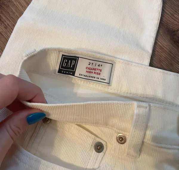 Gap White Corduroy High Rise Jeans - Image 2
