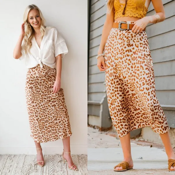 Free People Leopard‎ Print Midi Skirt US 4 Fall Slip Lightweight - Image 2