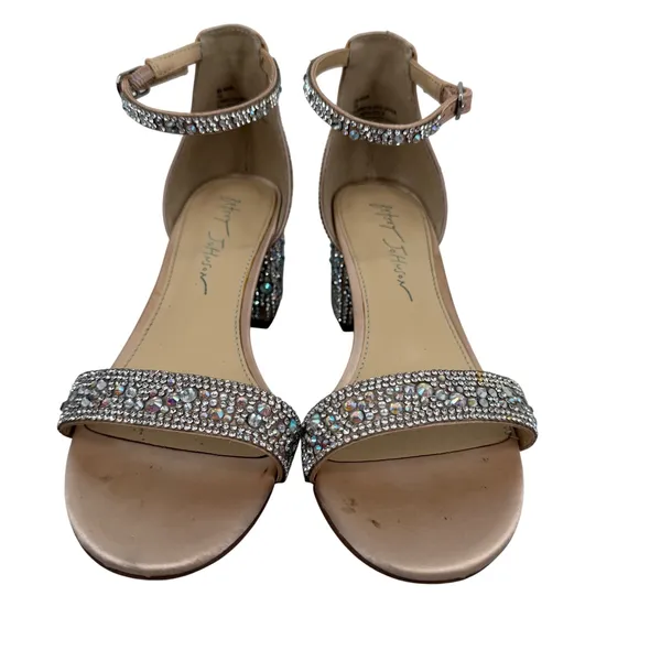 Betsey Johnson SB Mari Champagne Rhinestone Block‎ Heel Sandals Womens 7M - Image 2