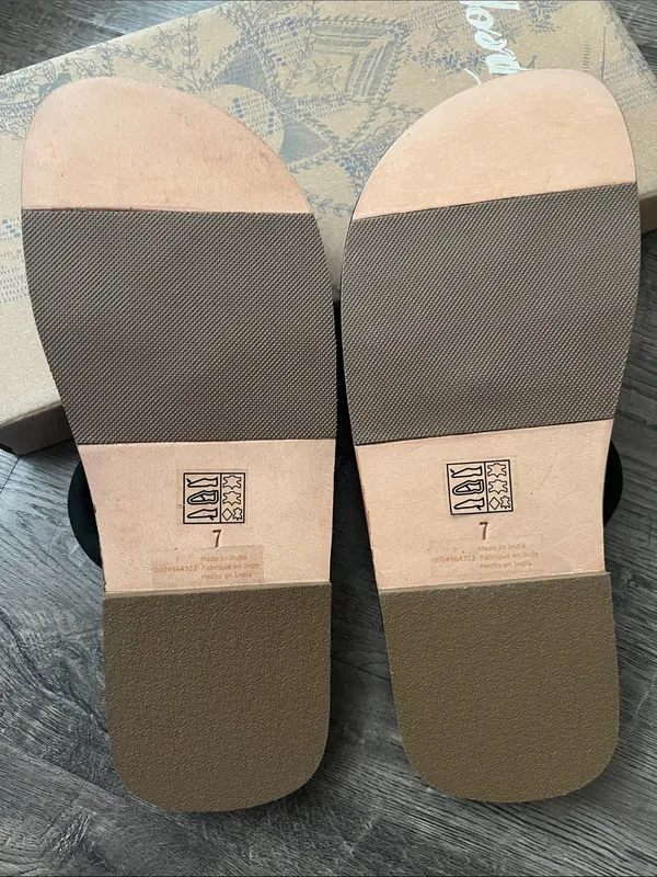 Free People Black Suede Double-Ring Slide Sandals - Image 4