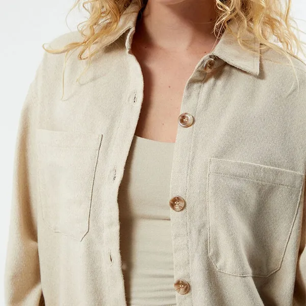 Rhythm | Oyster Knit Oversized Relaxed Fit Shacket Top in Cream Size‎ Small - Image 4