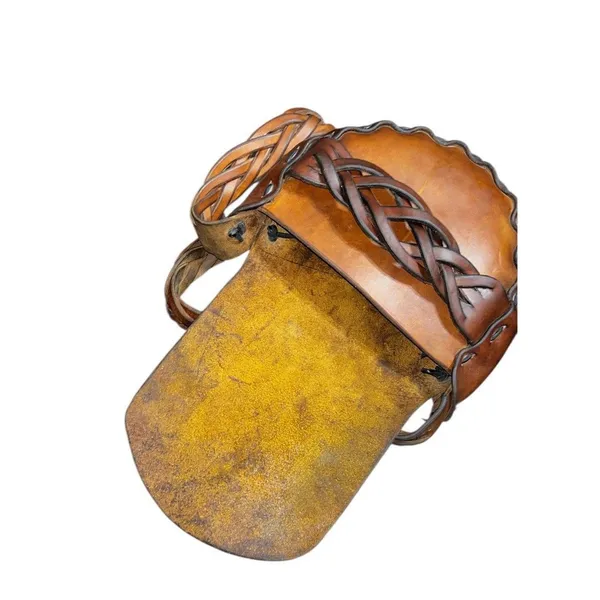 Vintage Handcrafted Brown Leather Braided Saddle Style Shoulder Bag Boho Western - Image 8