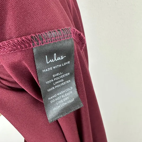 Lulus Event Ready Burgundy Backless Lace-Up Maxi Dress Chiffon Formal Small NWT - Image 10