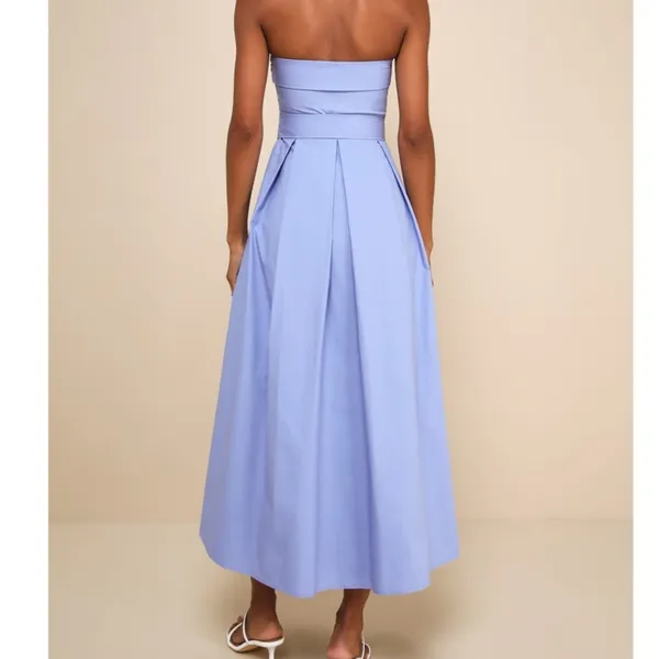 NEW Lulus Trendsetting Choice Periwinkle Strapless A-Line Midi Dress Medium - Image 5