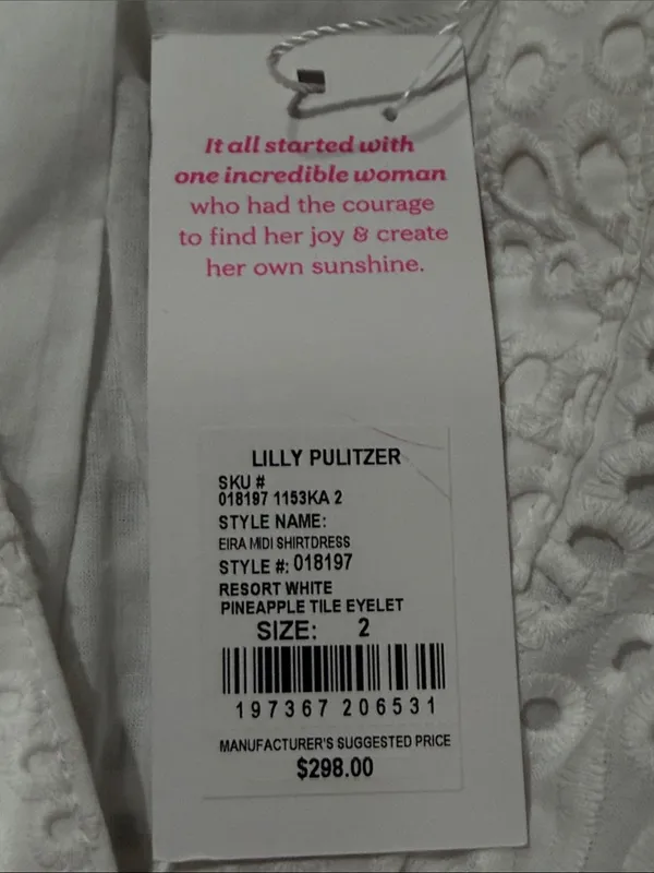 NWT Lilly Pulitzer White Eira Pineapple Eyelet Midi Shirtdress Cotton size 2 - Image 8