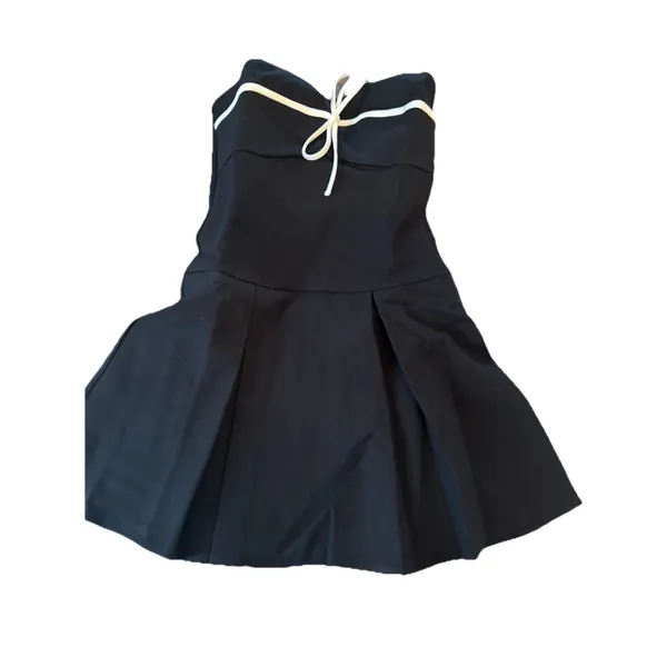 Selfie Leslie Camelia Box Pleat Bow Mini Dress Black Small NWT - Image 2