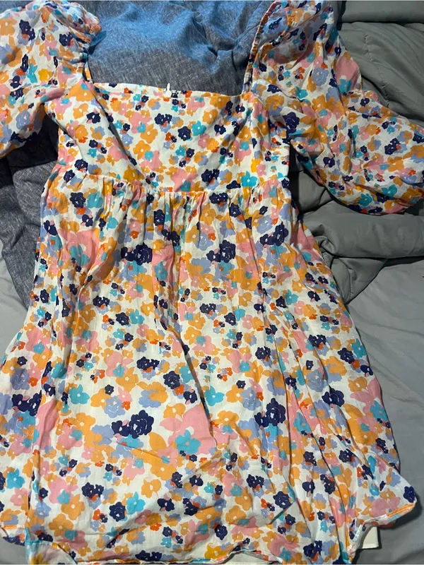 Amanda Uprichard Darling‎ Puff Sleeve Floral Mini Dress M Madagascar Print - Image 10