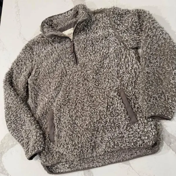 Altar’d State Sherpa Quarter Zip Pullover Jacket Women's Medium Teddy Bear Brown - Image 2
