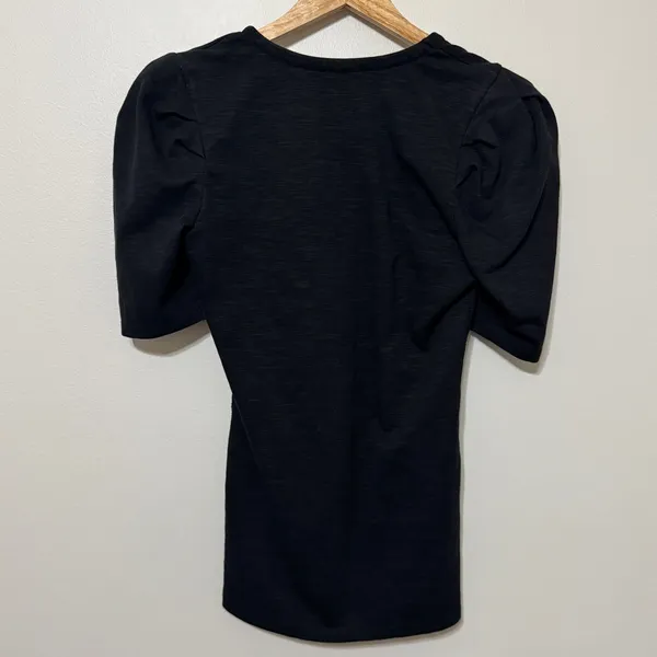 Free People Ellery Puff 3/4 Sleeve V Neck Top Size Large Black - Image 5