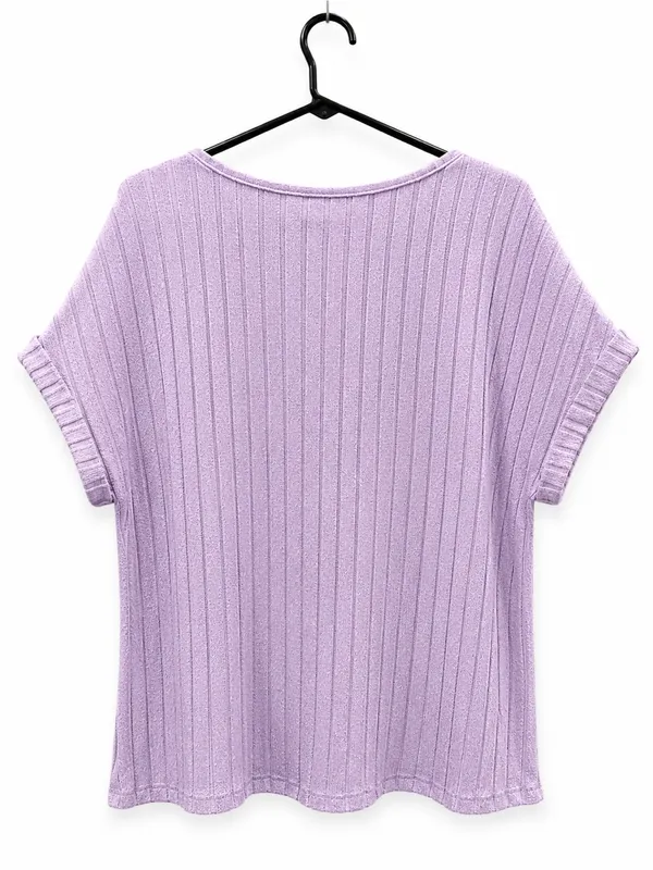 SHEIN Ribbed Short Sleeve Lavender Top - Image 2
