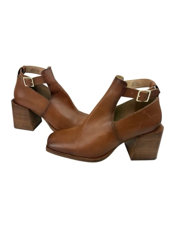 *Free People Brady Buckle Shoe Boot Womens Size 41 Cognac Brown Leather Buckle - Image 4