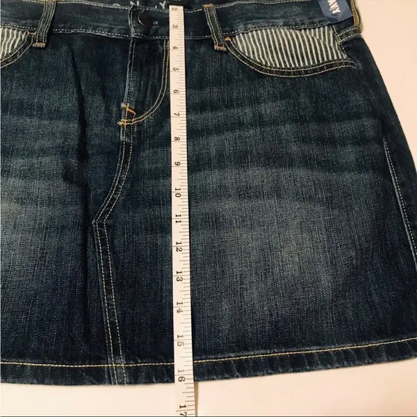 Old Navy Jean Skirt With Striped Front‎ Pockets Womens Size 12 Blue Denim NEW - Image 8
