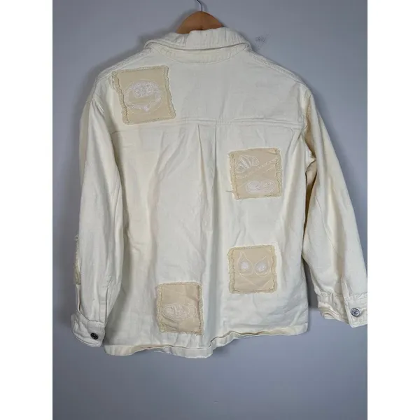 Zara Bloggers‎ Favorite Overshirt Jacket Embroidered Patches Womens Size Small - Image 8