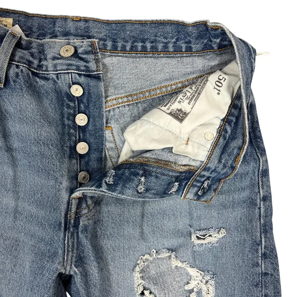 Levi's Premium 501 Jeans 28 Distressed Ripped Thrashed Grunge Straight Leg Denim - Image 5
