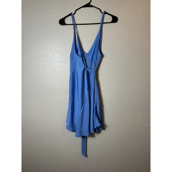 NWT Free People Like Me Or Love Me Slip Dress Blue Wrap Mini XS - Image 4