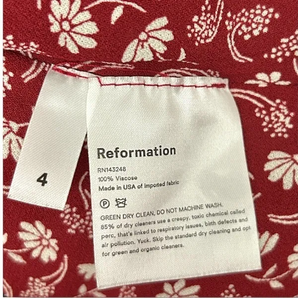 Reformation Lucita Red Floral Wrap Mini Dress Long Sleeve Autumn Wedding Gues‎ - Image 12
