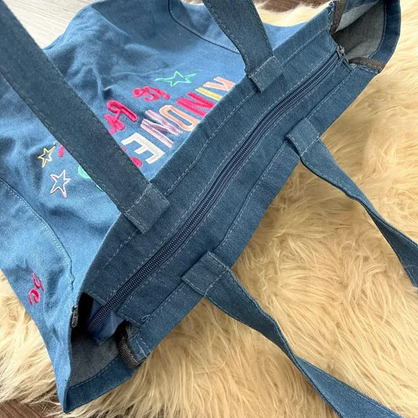 Hoodies For Heroes "kindness is free" Colorful Star Patch Denim Tote Bag - Image 5