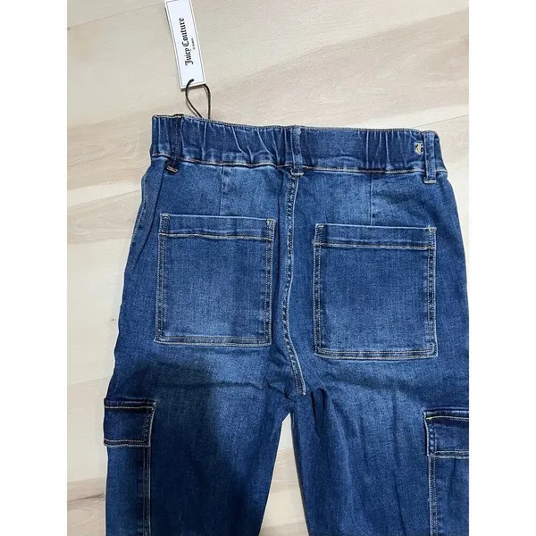 Juicy Couture NWT Size 27 Denim Utility Cargo Pull On Elastic Waist Jeans Pants - Image 11