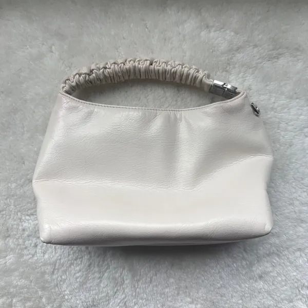 A New Day‎ Cream Ruched Handle Shoulder Bag Faux Leather Minimalist Ivory Hobo - Image 2