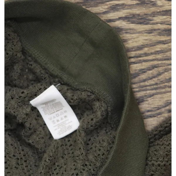 Free People Fringe Pullover Cropped Sweater Cotton Dolman Sleeve Green XS - Image 6