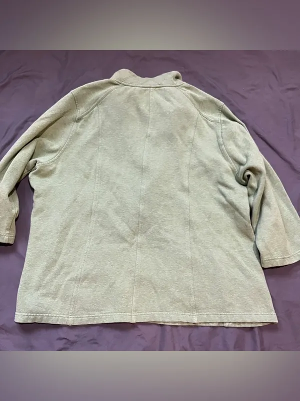 Coldwater Creek Sweater Women XL Green Fleece 1/4 Zip Pullover Pocket 3/4 Sleeve - Image 5