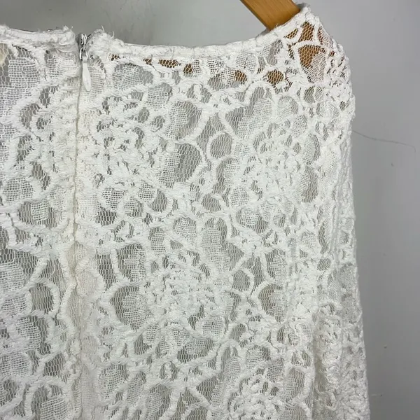 Umgee Lace Top Womens Scalloped Hem Boho Top Size Small Ivory White - Image 12