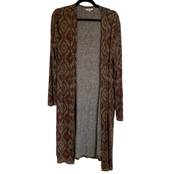 5/$25 Maurices Sz‎ M Southwestern Longline Duster Cardigan in Brown - Image 2