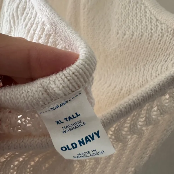 Old Navy Fitted Halter Cropped Sweater White Open Knit Beachy‎ Top XL Tall - Image 6