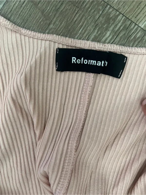 Reformation Pale Blush Ribbed Bustier-Style Tee - Image 10