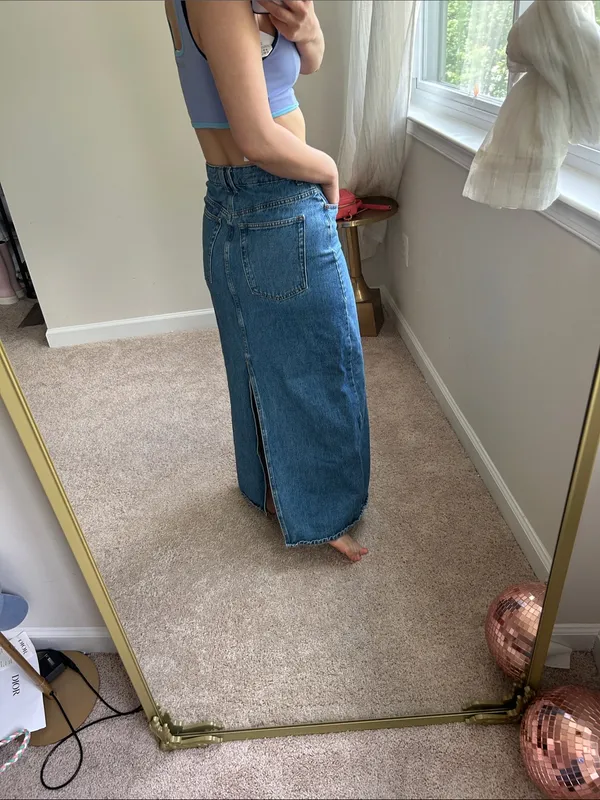 Mango long denim high waist skirt. S - Image 9