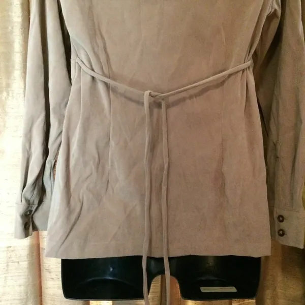 Motherhood Maternity Top in Sueded Touch Polyester Button Down w/Waist Ties-Sz M - Image 7