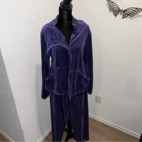 Velvet purple Jumpsuit with Jacket Size L - Image 5