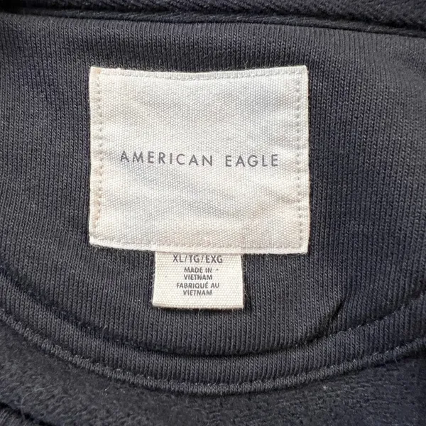 American Eagle Cropped Sweatshirt Women XL Charcoal Black Roll Hem Crop Crewneck - Image 13