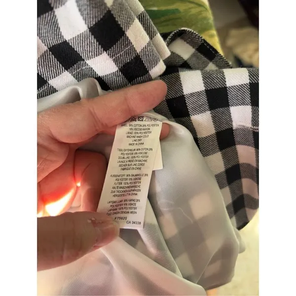 French Connection Gingham Trench Coat Women’s Small Black White Belted - Image 3